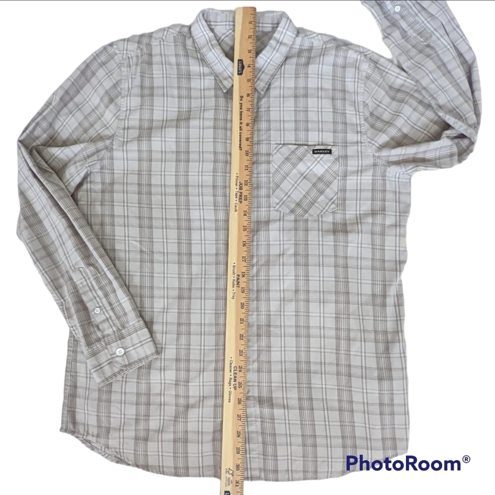 Oakley Shirt Mens Sz L Gray Button Up Long Sleeve Chest Pocket Dress Shirt - Picture 3 of 11